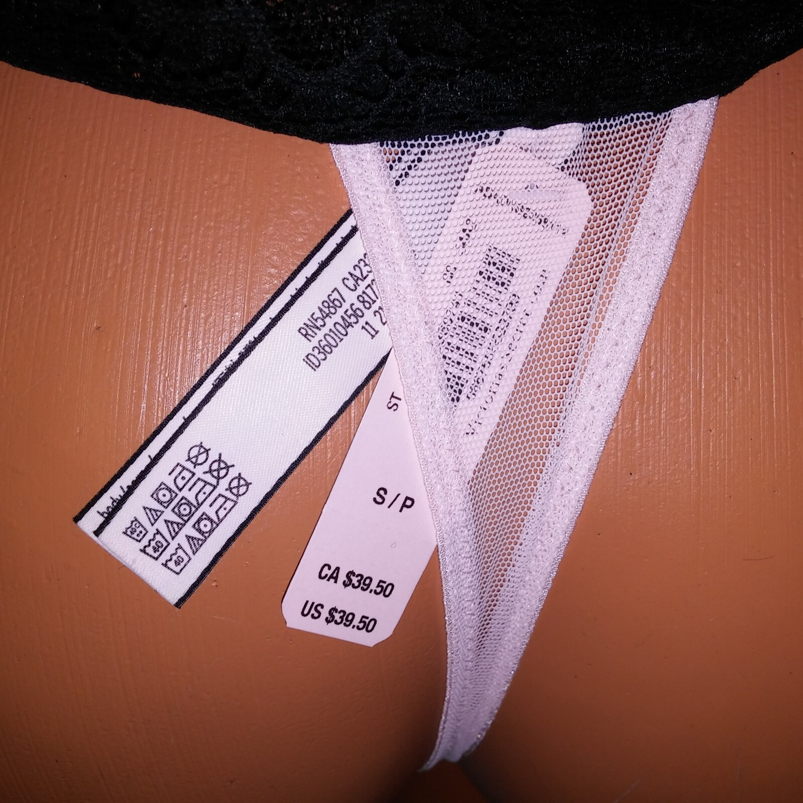 Victoria Secret Garter Belt Skirted Attached Thong Panty Black Pink Lace Dream