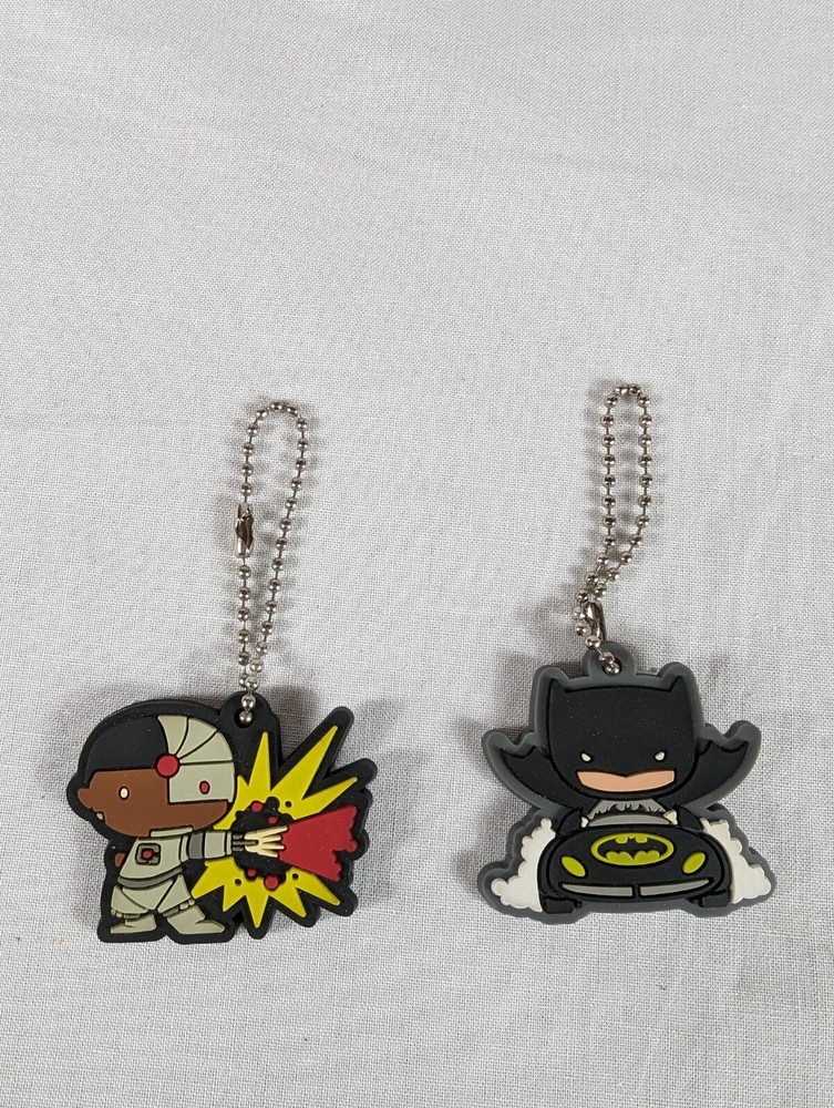 DC Comics Justice League Zipper Pulls Rubber Keychains Batman Cyborg Chibi 1.5"