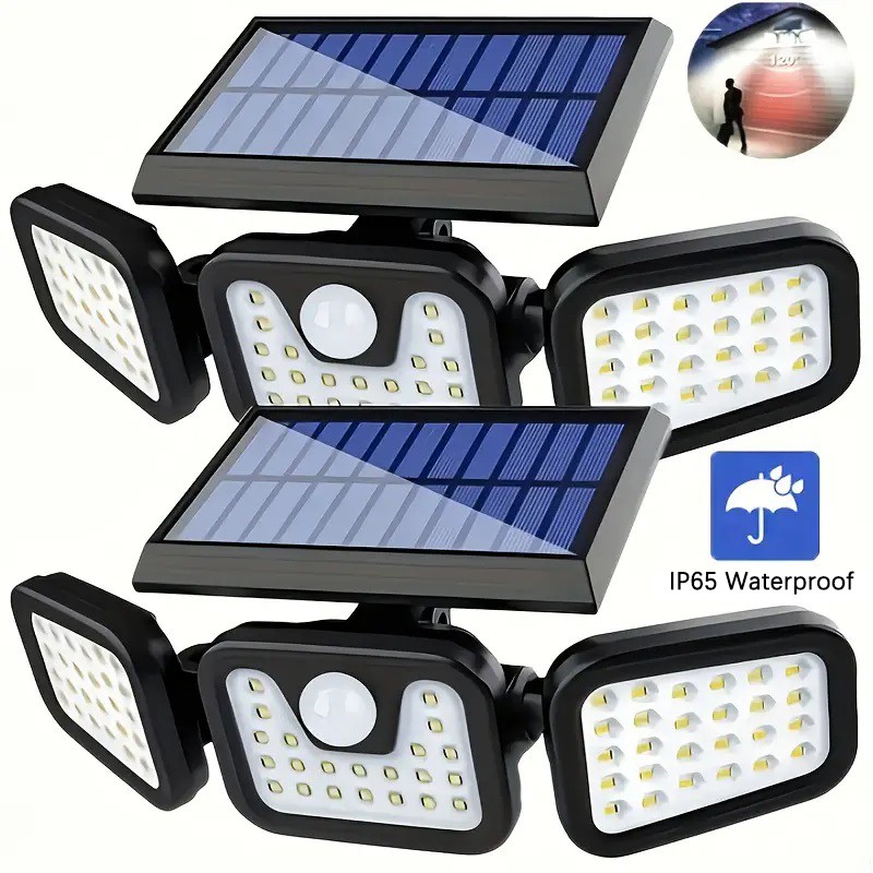4 Pack LED Motion Sensor Solar Lights Outdoor IP65 Waterproof Security Lamp