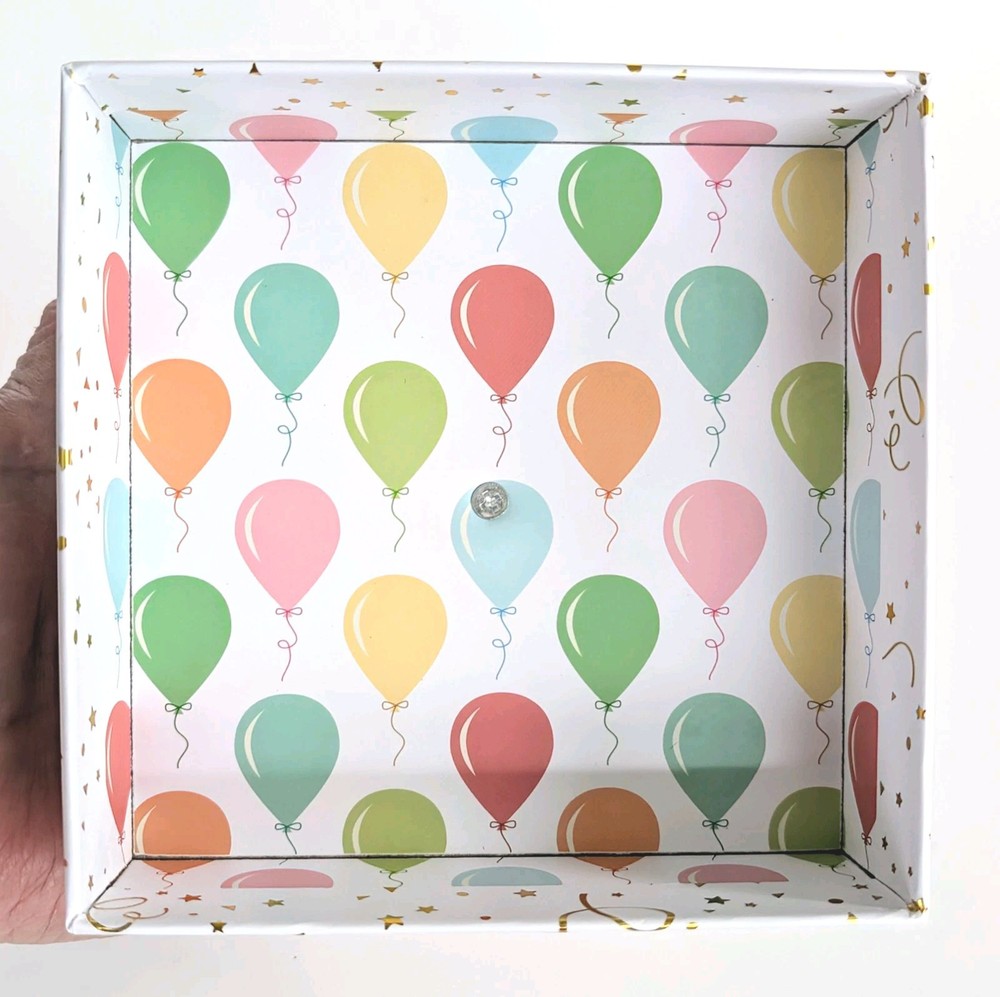 Send A Cake Explosion Birthday Gift EMPTY Box WHITE & GOLD DESIGN