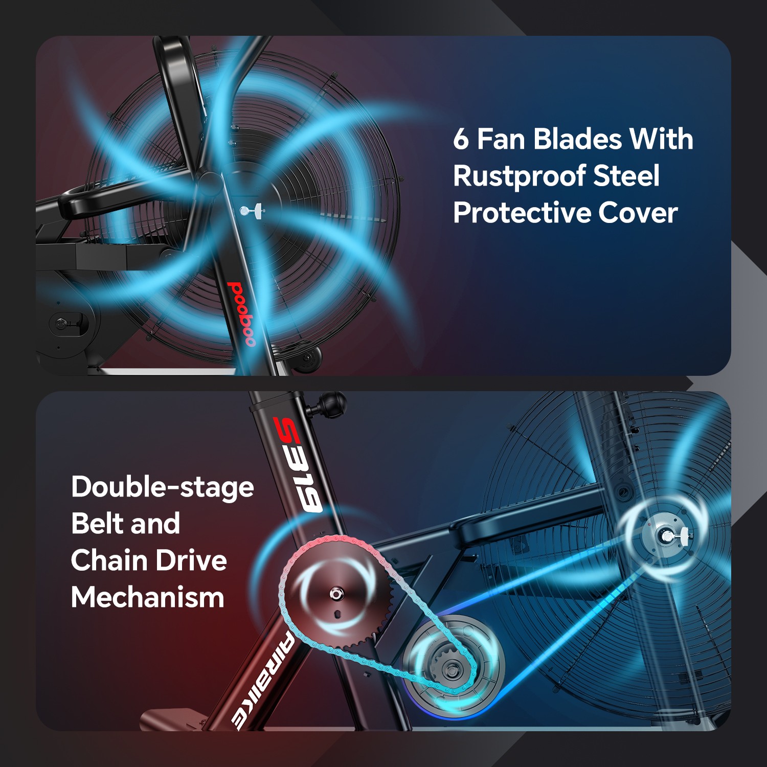 Home Fitness Fan Bike Indoor Cycling Exercise Bike Workout Bike Air Resistance