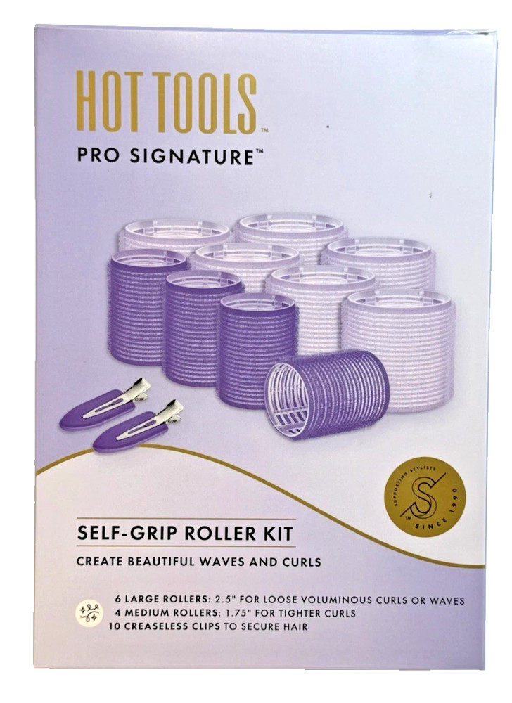 Hot Tools Self-Grip Roller Kit 6 large rollers, 4 medium rollers, 10 clips New