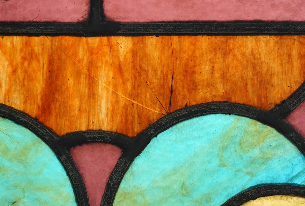 1900s Rectangular Leaded Stained Glass Church Window - R289720