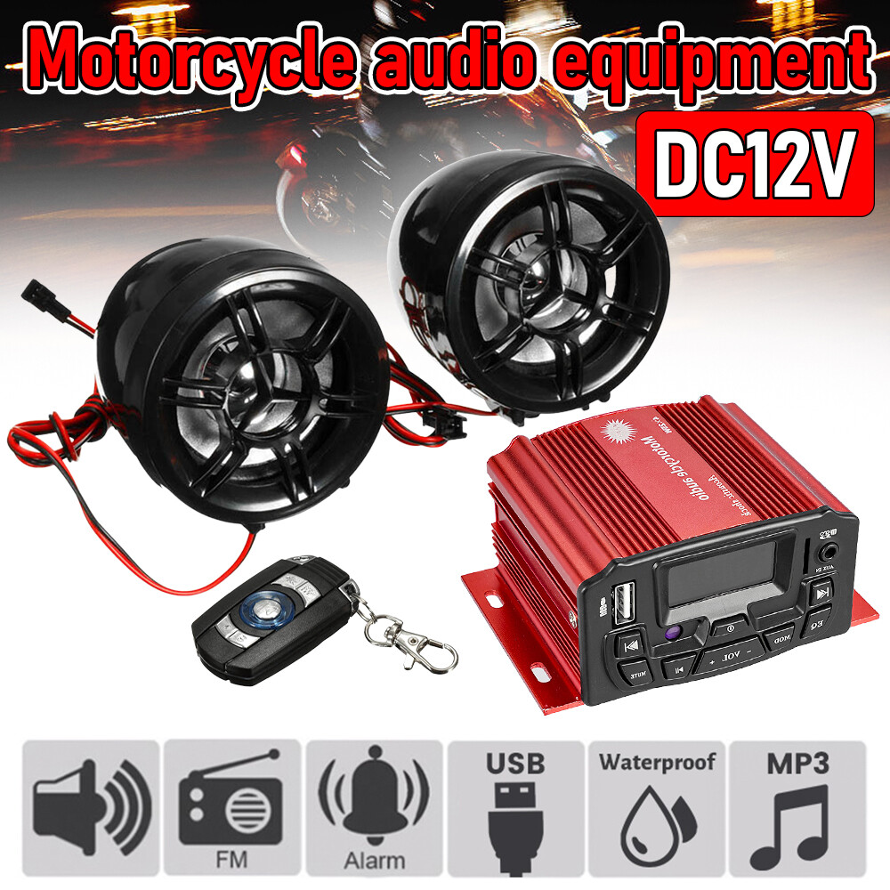Motorcycle Audio Speaker Kits Bluetooth 4 Wheeler Stereo ATV AUX System FM Radio