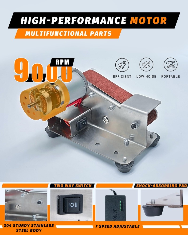 Mini Belt Sander, Small Sander Making Supplies, 7 Adjustable Speed Sharpener,...