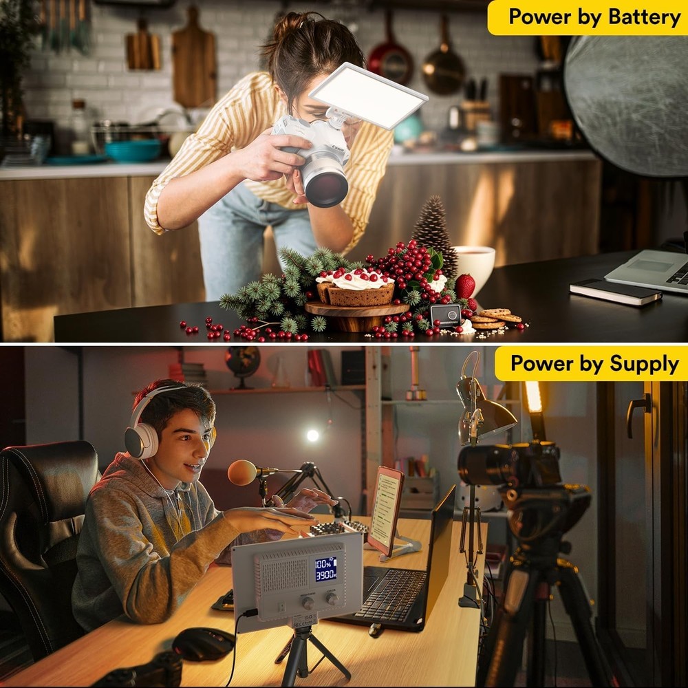 Advanced White LED Light: 12W Soft Glow, 80min Battery, CRI 95, Type-C Power
