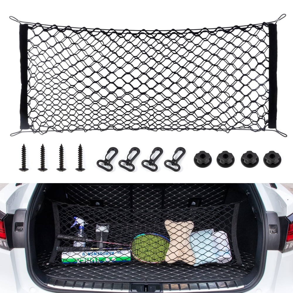 35.4x15.8 Inch Stretchable Car Cargo Net Adjustable Elastic Storage Trunk Hook