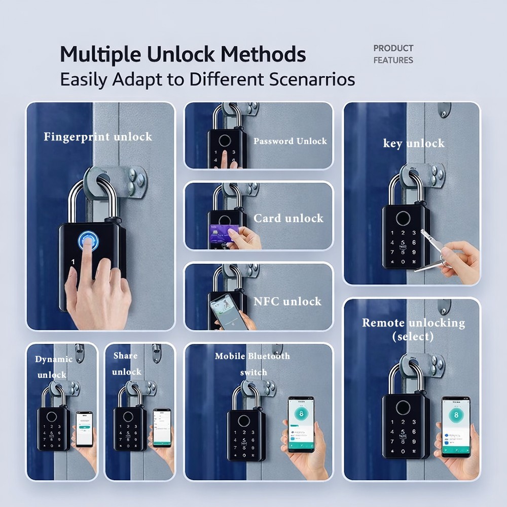 BDI Industrial Grade Smart Padlock Weatherproof Multi-Function Card PIN Key