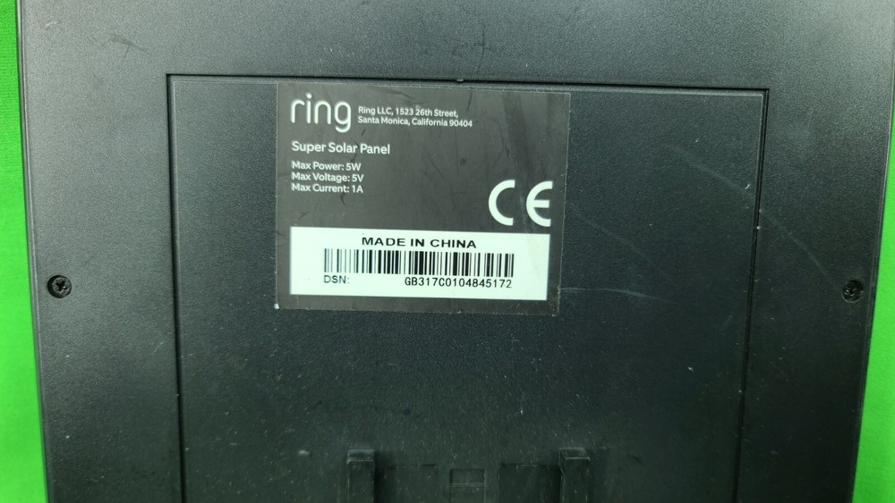 Ring 1st Gen 5W Super Solar Panel, Barrel Plug, Black