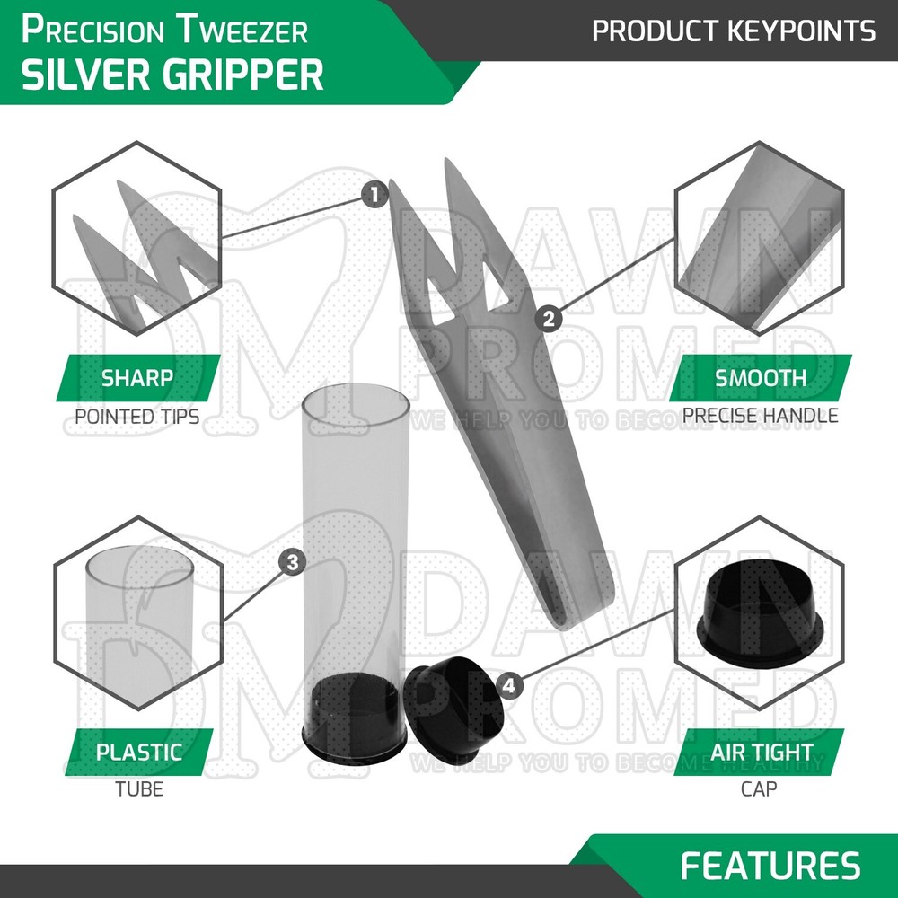 4 Pcs Precision Tweezer Silver Gripper Sharp Tip Splinter Remover Tweezer Set