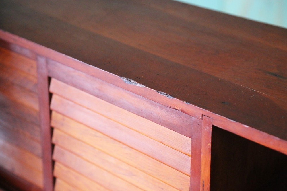 Studio made double sided Console Tables in Pine with Louvered doors -a Pair