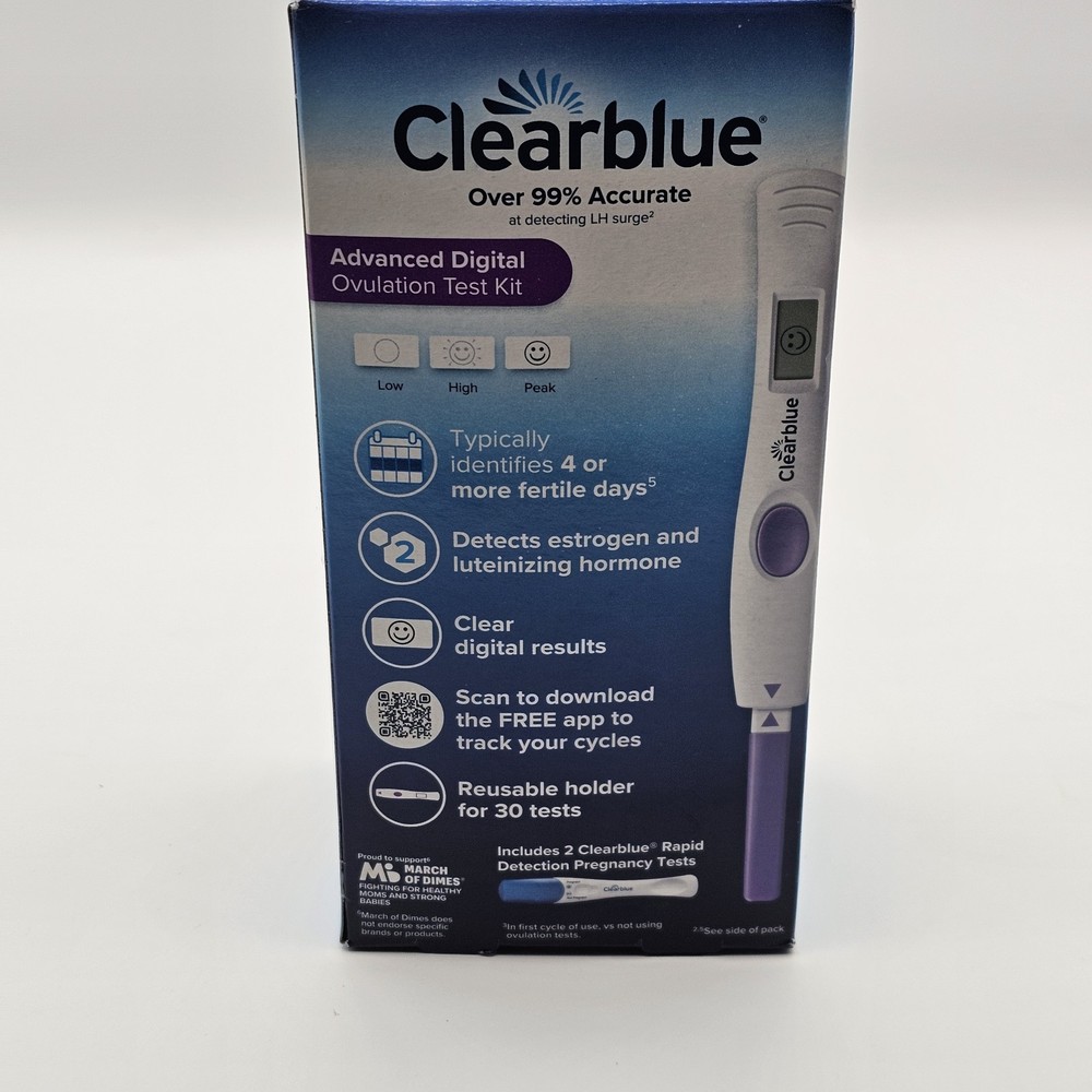 Clearblue Advanced Digital Ovulation Test Kit 30+2 Tests New Sealed Exp 2026