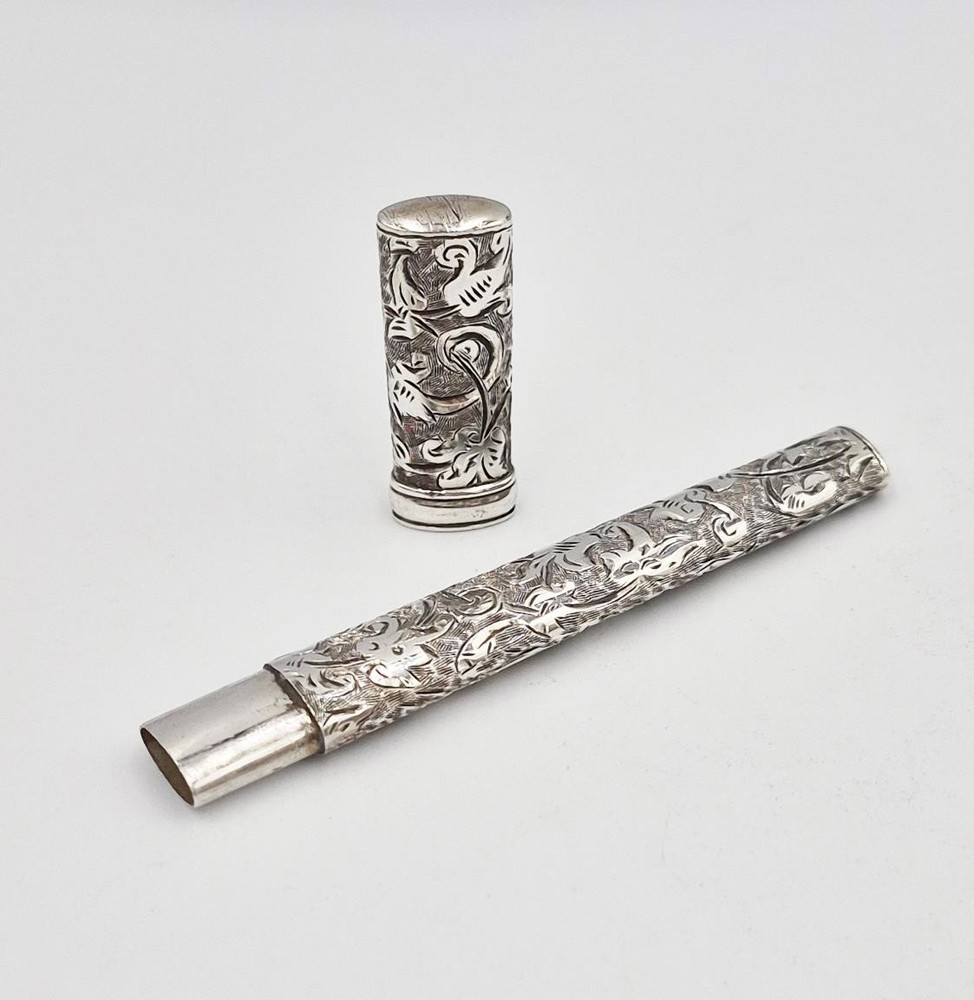 19TH CENTURY AMERICAN SOLID SILVER NEEDLE CASE - LUND
