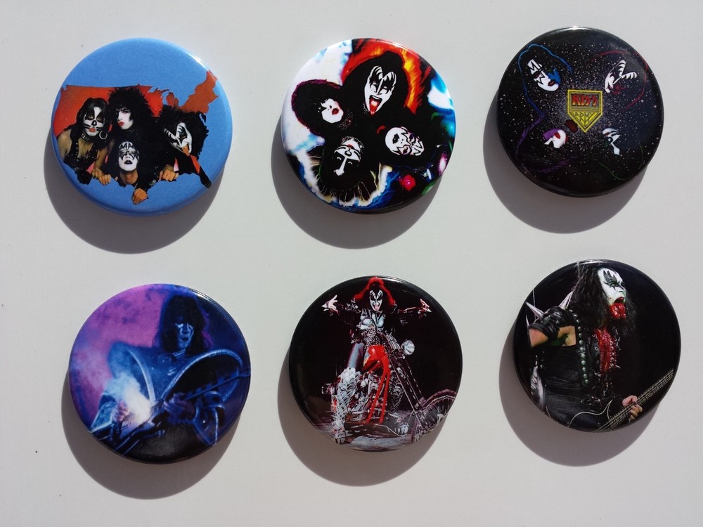 6 NEW KISS 1 3/4" Magnets Ace Frehley Gene Simmons Peter Criss Paul Stanley