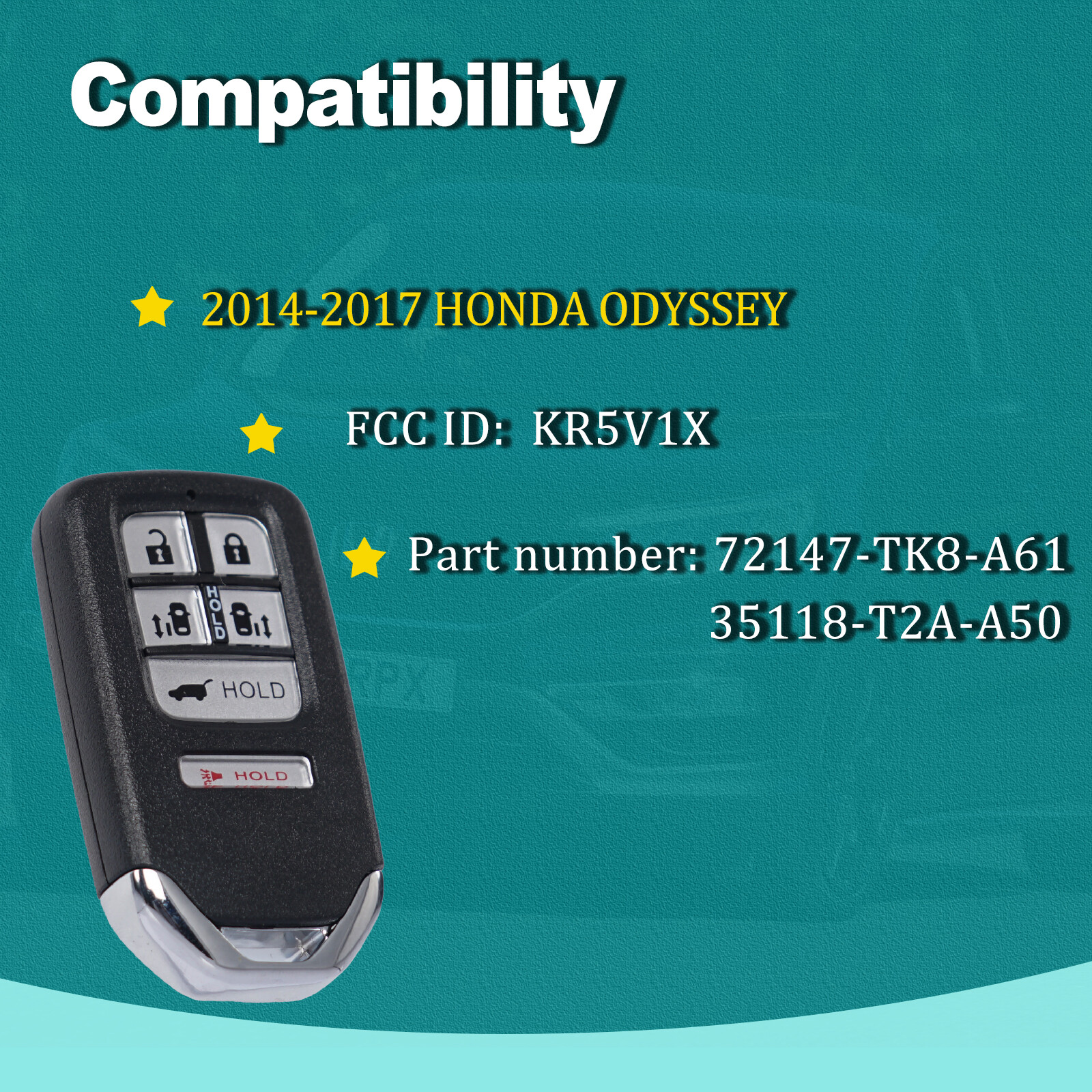 2 New Replacement Remote Key Fob And Tool For 2014 2015 2016 2017 HONDA ODYSSEY