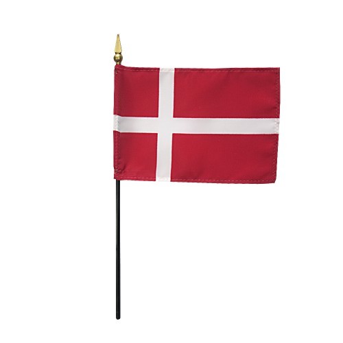 Denmark Polyester Miniature Tabletop Desk Flag 4" X 6" (12 Pack)