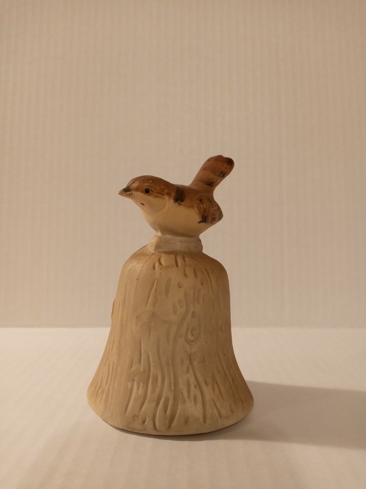 4.25" Brown Ceramic Bisque Bird Bell