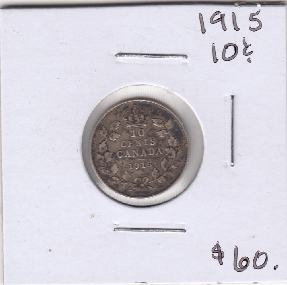 1915 Canada 10 Cents Silver Coin