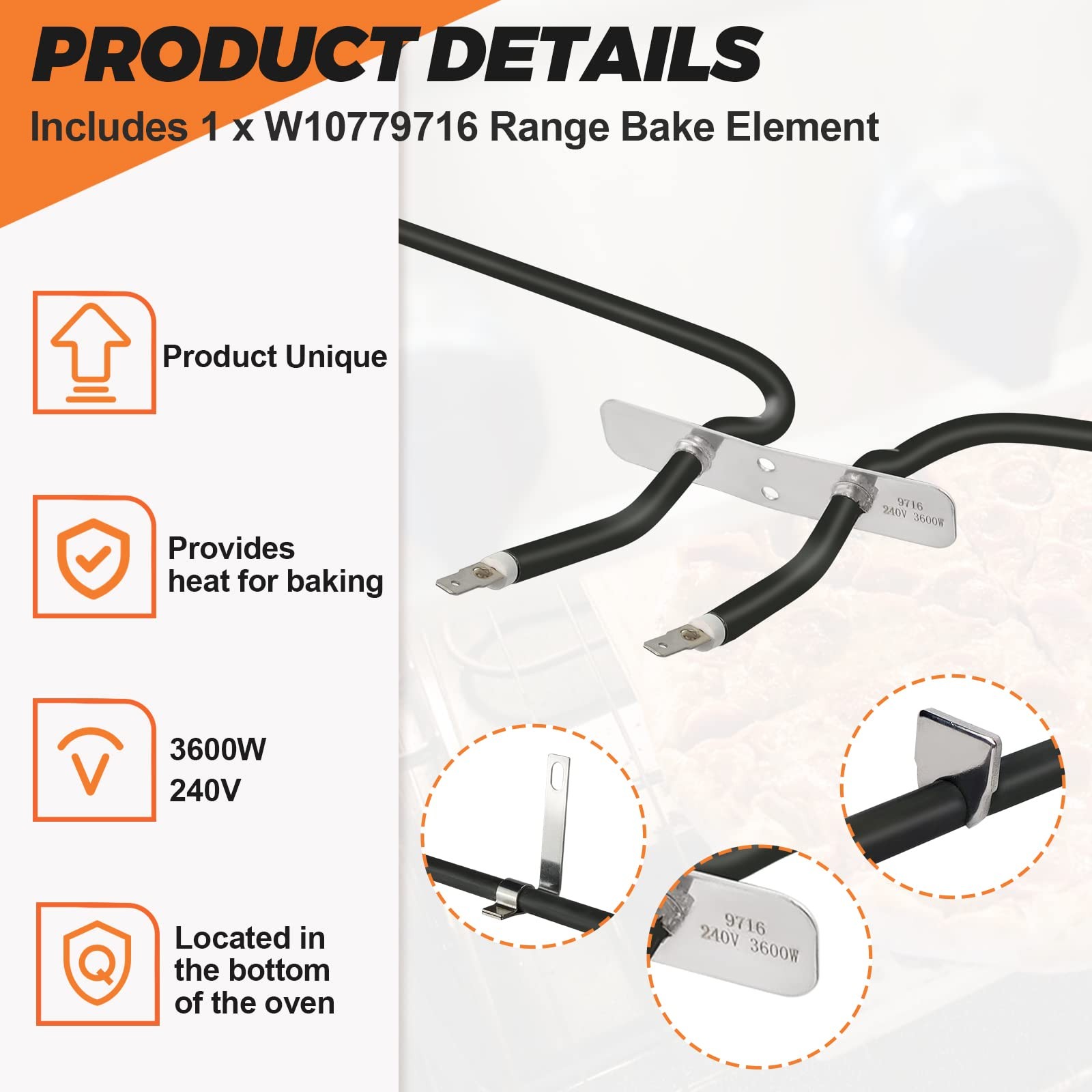 Beaquicy W10779716 Oven Bake Element - Replacement for Whirlpool Kitchen-Aid ...