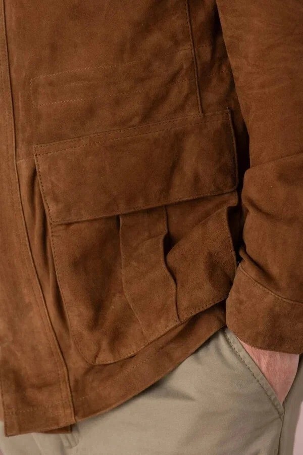 Brown Field Suede Leather Jacket For Men