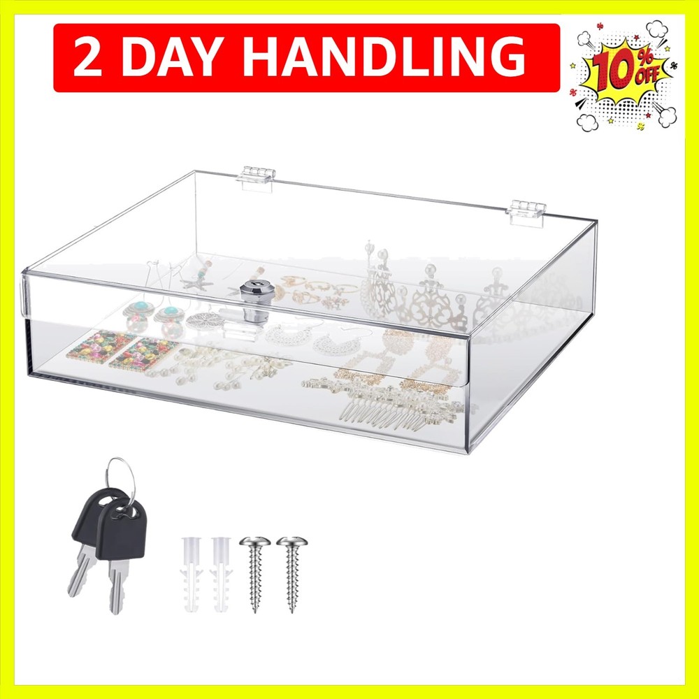 Clear Acrylic Locking Display Case with Keys Large Medication Lock Box Snack ...