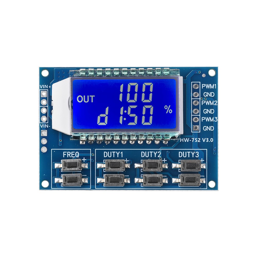 1-10x Signal Generator 3CH PWM Pulse Wave Frequency Duty Cycle Adjustable Module