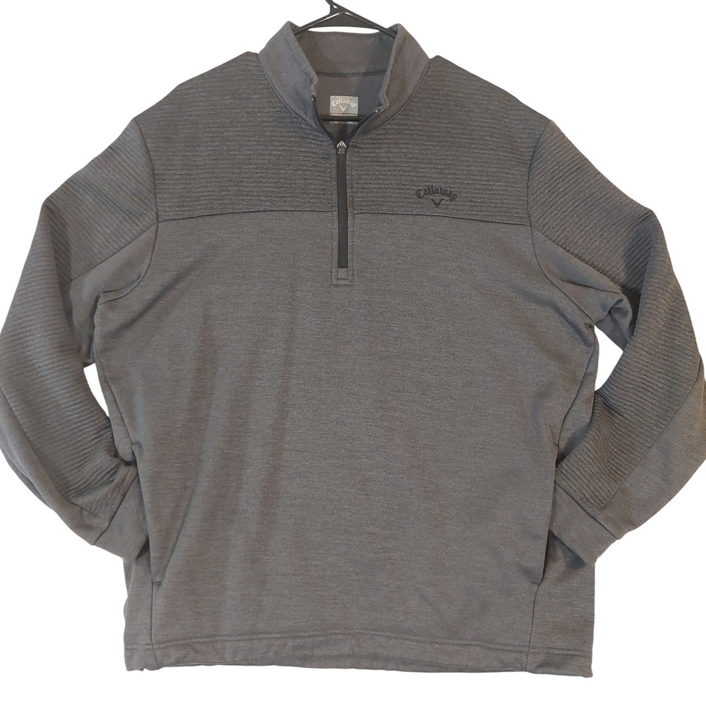Callaway Quarter Zip Pullover Men Large Gray Textured Fleece Lined Golf Jacket
