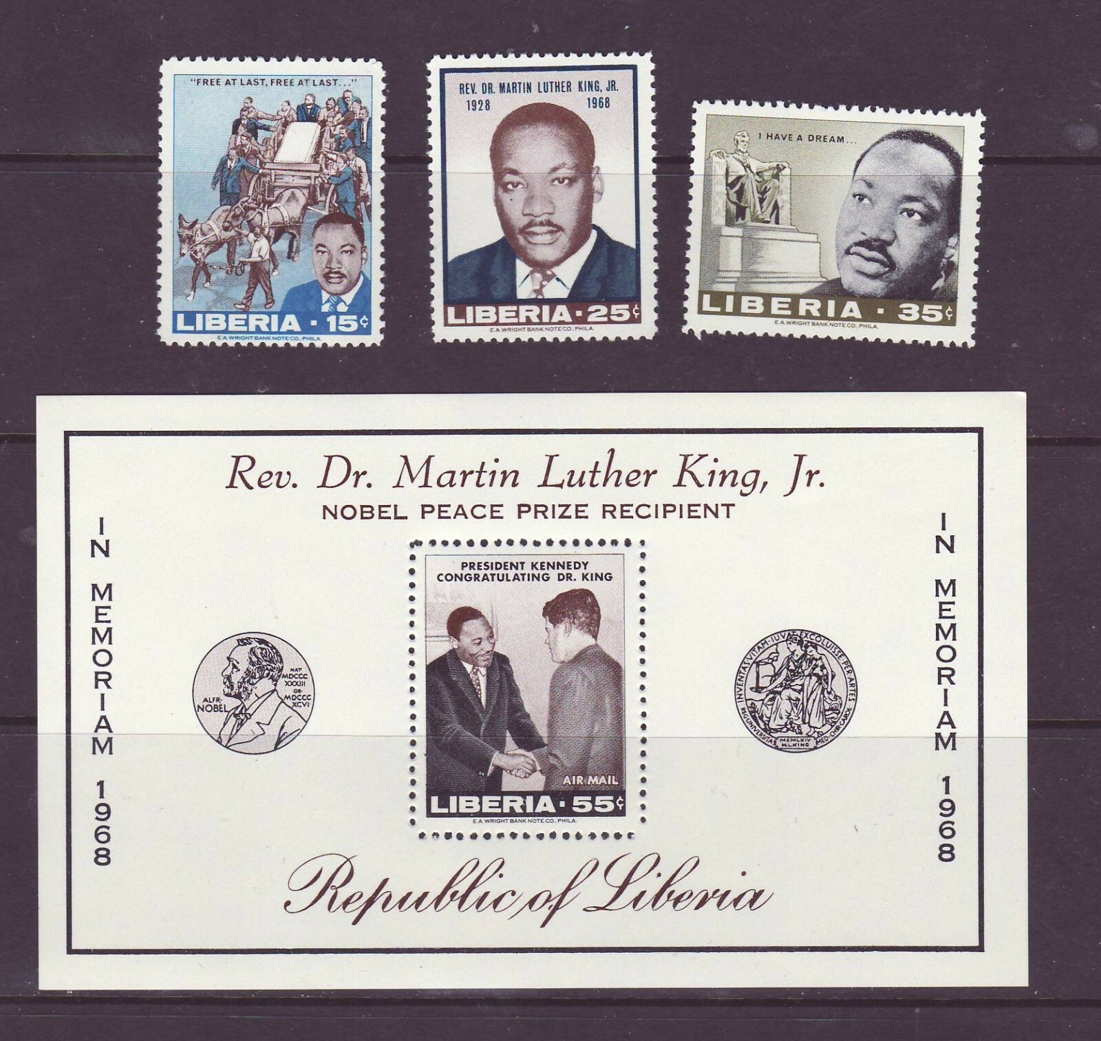Liberia # 480-82 C180 MNH Complete 1968 MLK Issue