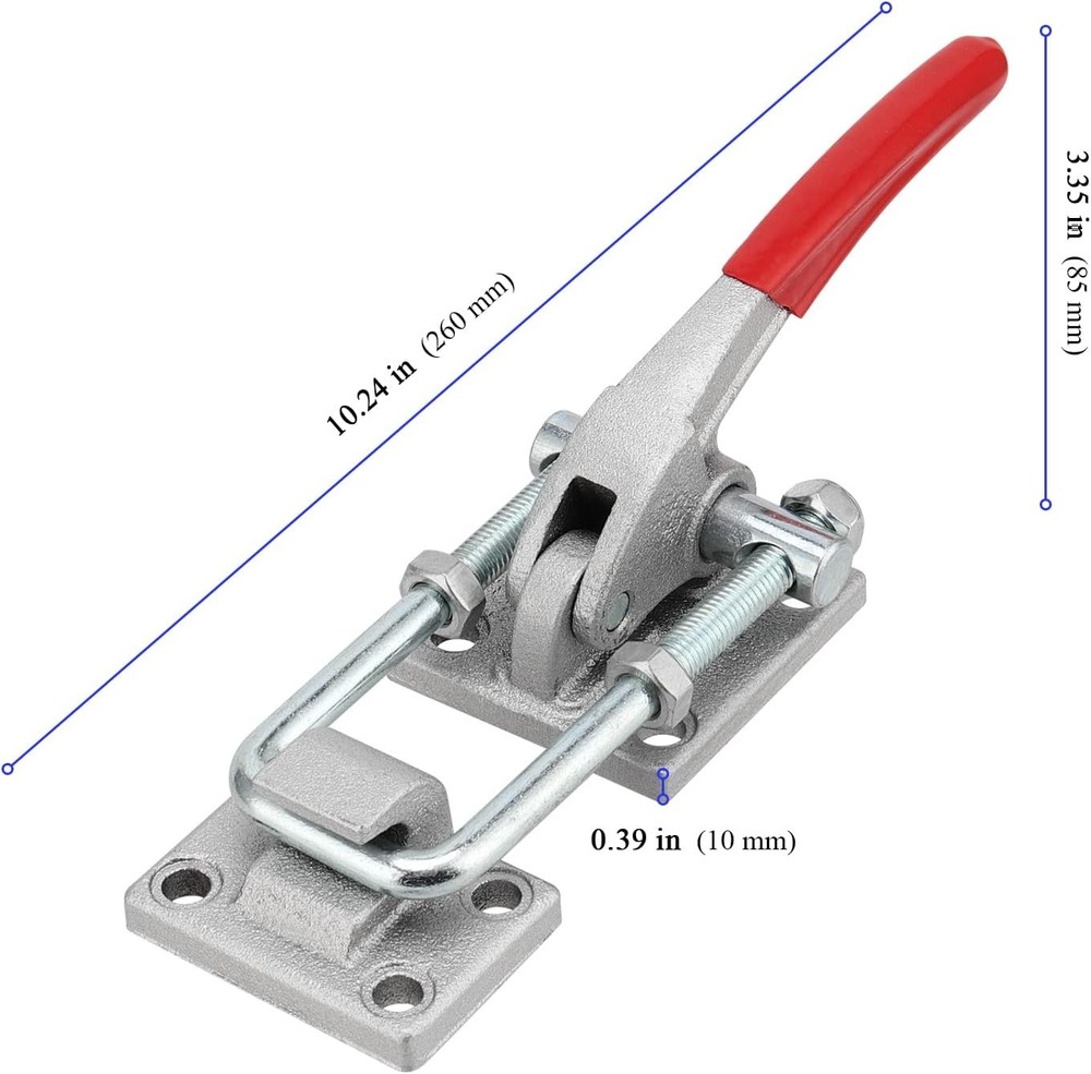 KEILEOHO 2 Pack U-Hook Latch Clamp, Heavy Duty Adjustable Toggle Red, Silver