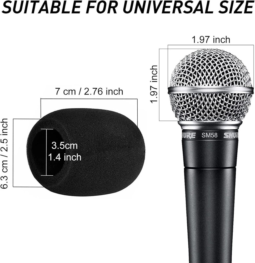 5 Pack Microphone Windscreens - Thick Foam for Superior Sound Quality