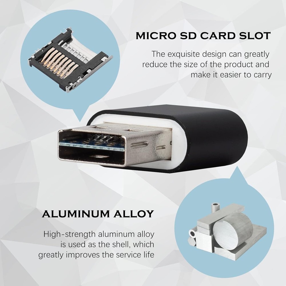 [2 Pack] Micro SD Card Reader for Android Phone,Micro 2 Pack Black Mini
