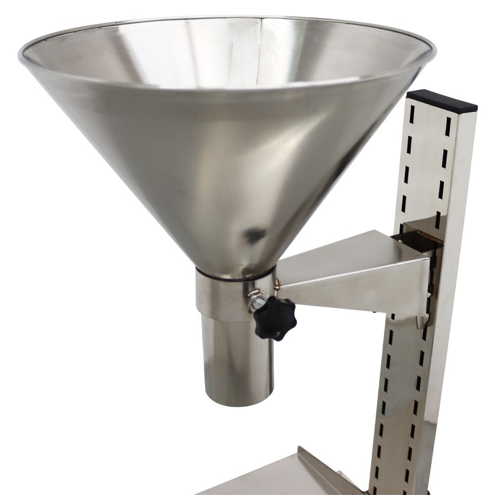 SS304 Feeding Hopper Stand 2.7 Inch Bottom 11.8 inch Platform Adjustable Height