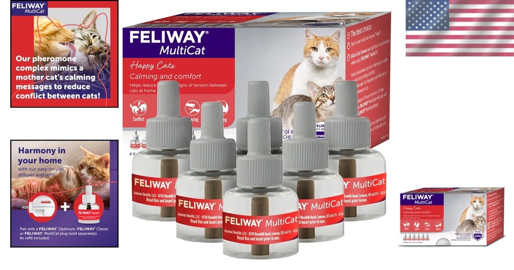 Pheromone Diffuser Refills 6 x 48ml – Peaceful Multi-Cat Household Solution
