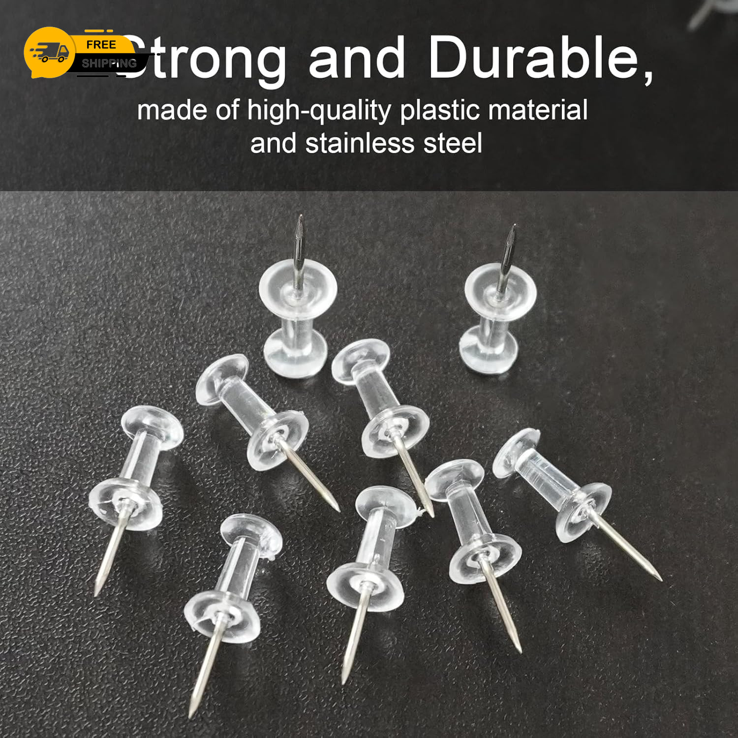 220 Pcs Push Pins Tacks, Thumb Tacks for Wall Bulletin Board, Clear Plastic Head