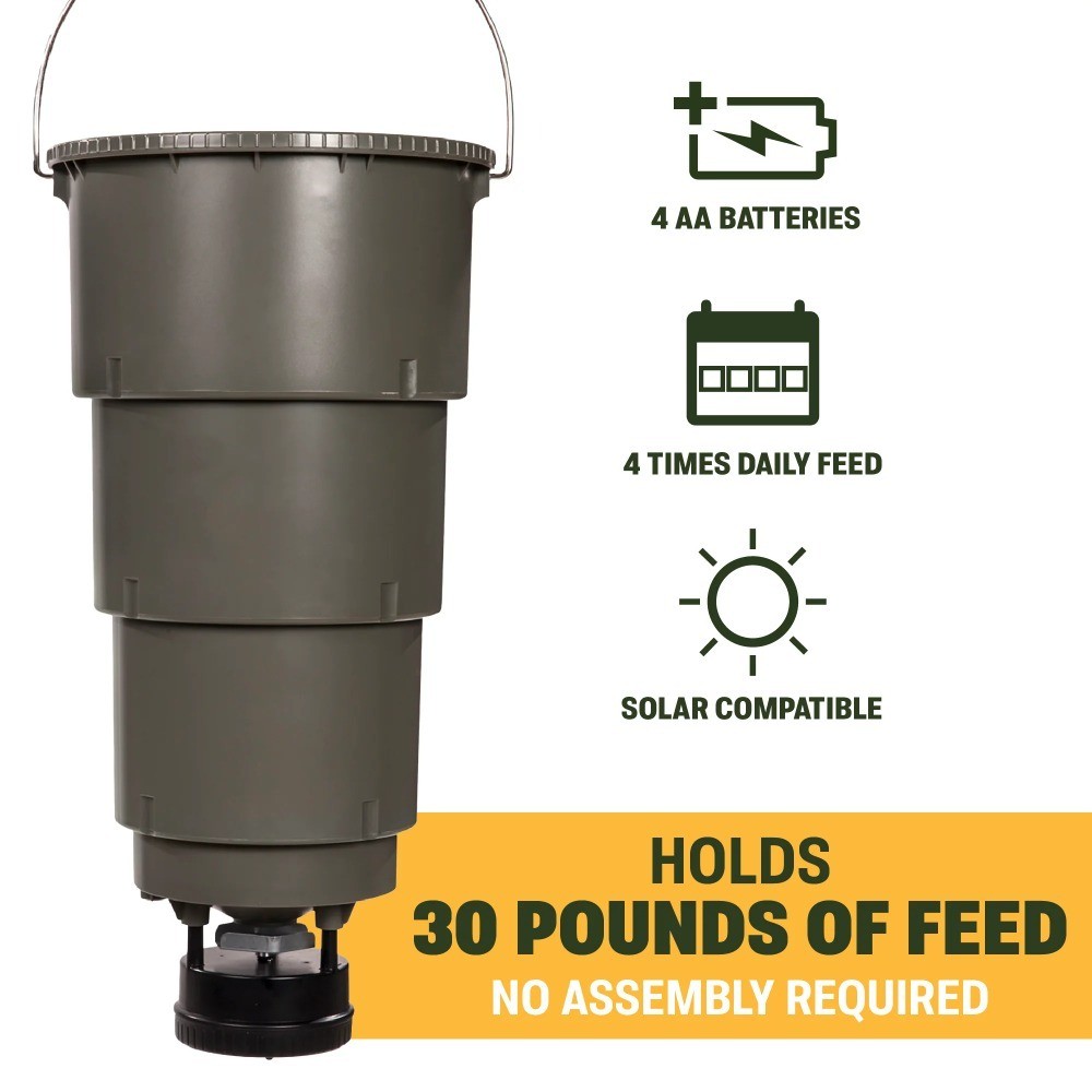 5-Gallon All-In-One Hanging Broadcast Deer Feeder with Adjustable Timer for