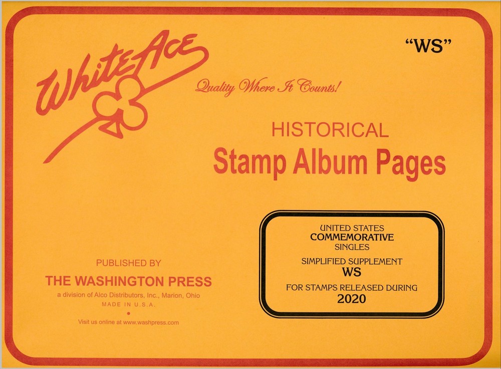 WHITE ACE 2020 US Commemorative Singles Simplified Stamp Album Supplement WS