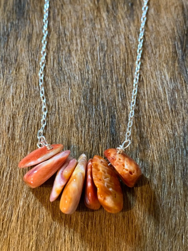 ORANGE SPINY ~ STERLING ~ NECKLACE