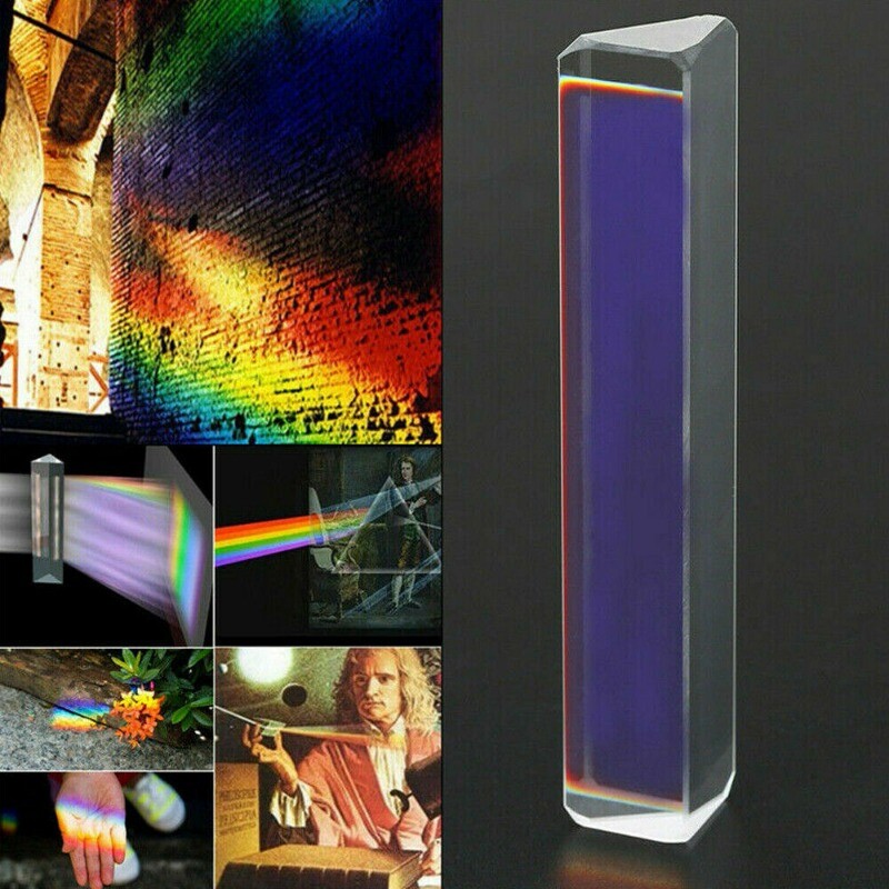 Optical Glass Triangle Prism Refraction Sunlight Rainbow Teaching Spectrum Props
