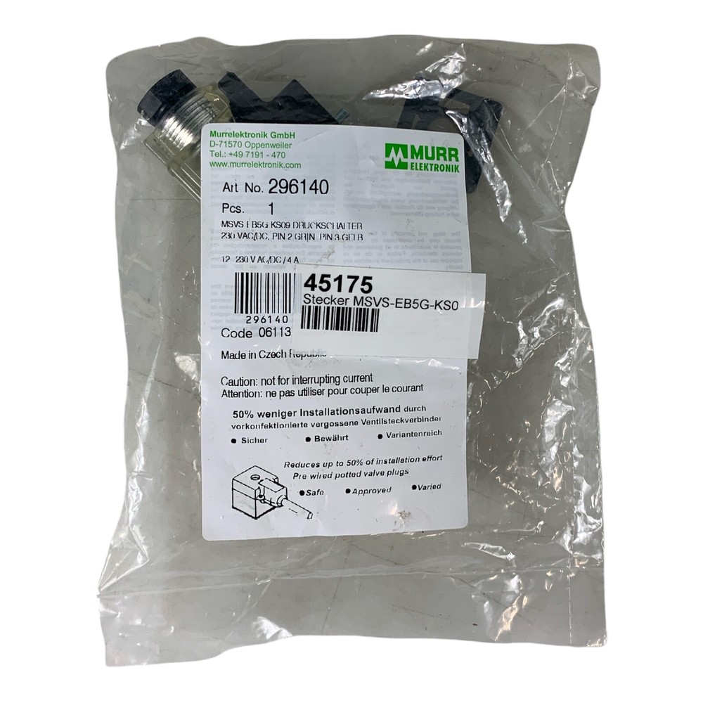 MURR ELECTRONICS 296140 MSVS-EB5G-KS0 CONNECTOR