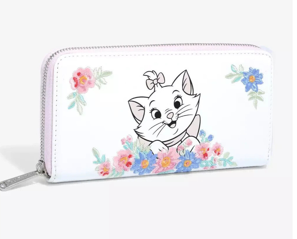 Loungefly Disney Marie The Aristocats Floral Wallet-zip-embroidered NEW