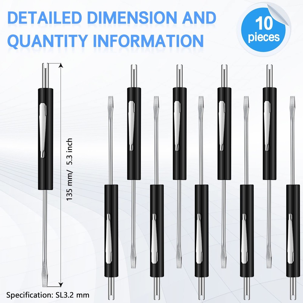 10 Pcs Pocket Screwdriver with Valve Core Removal Tools Mini Screwdriver Set ...