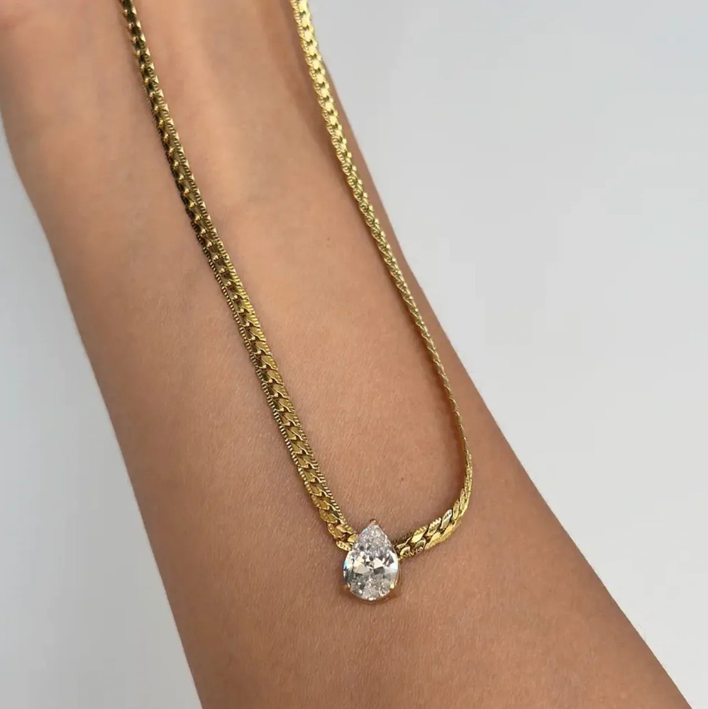 Gold Chain Water Drop Necklace