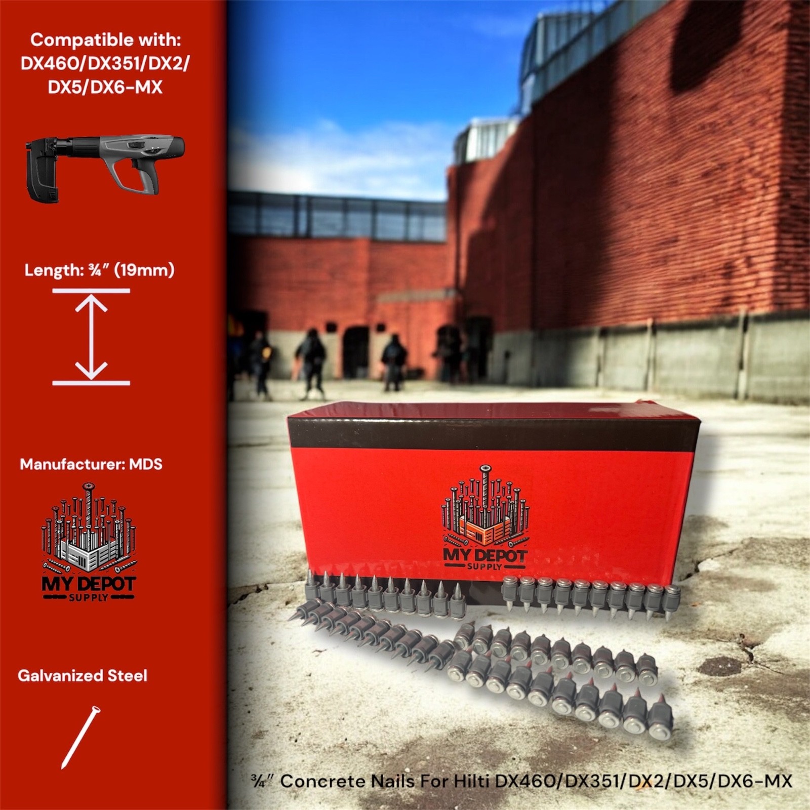 ¾″ Concrete Nails For Hilti DX460/DX351/DX2/DX5/DX6—19mm X-U MX UNIVERSAL Nails