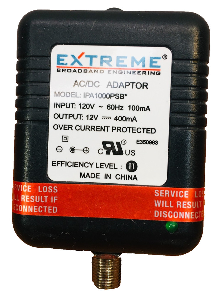 Extreme Broadband IPA1000PSB 12V AC/DC Adaptor Over Current Protected Infinity