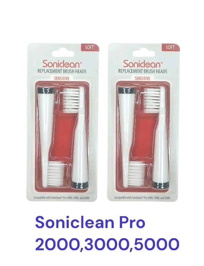 2x Soniclean Replacement Brush Heads For Soniclean Pro 2000,3000,5000 Sensitive