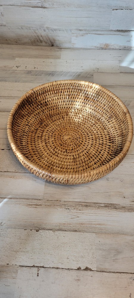 Pottery Barn Tava Handwoven Rattan Rectangular Basket & Fruit Bowl