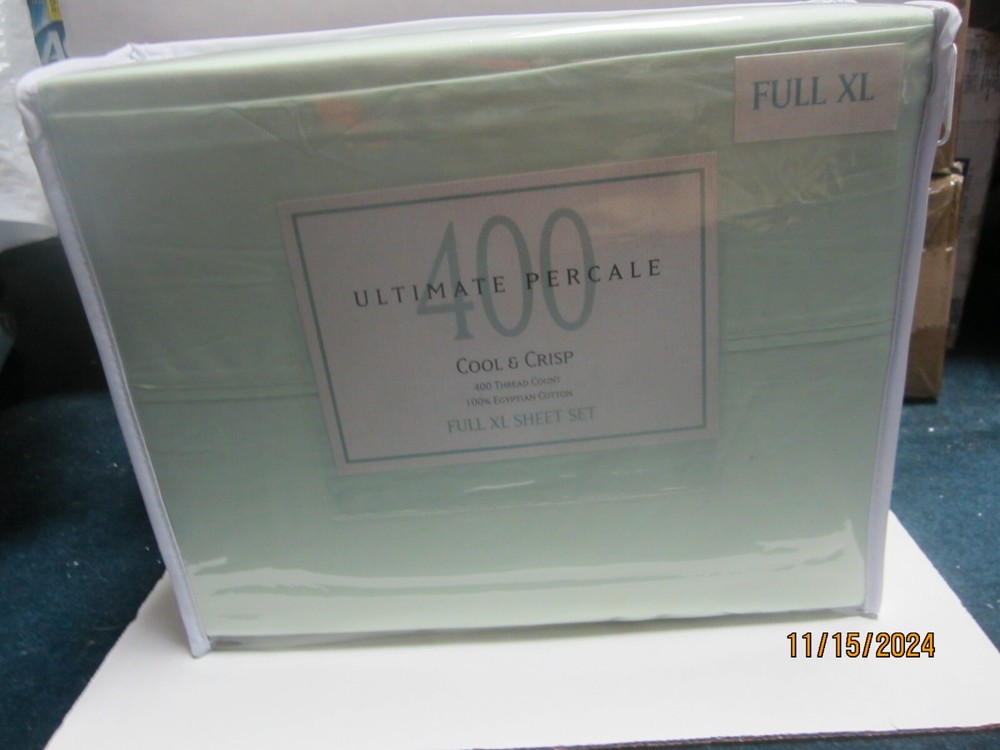 Ultimate  Percale 400 Cool & Crisp Sage Full XL Sheet Set