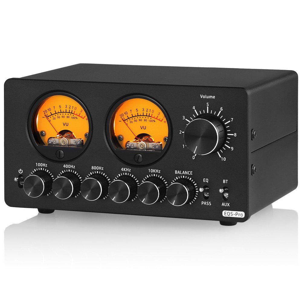 HIFI Bluetooth 5-Band EQ Equalizer Stereo Audio Preamp Speaker Receiver VU Meter