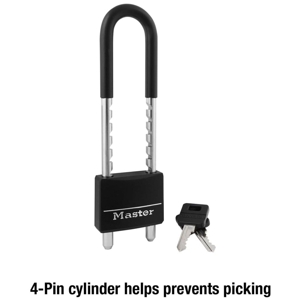 Master Lock 527D Black Vinyl Cover Solid Brass Padlock 2 in.