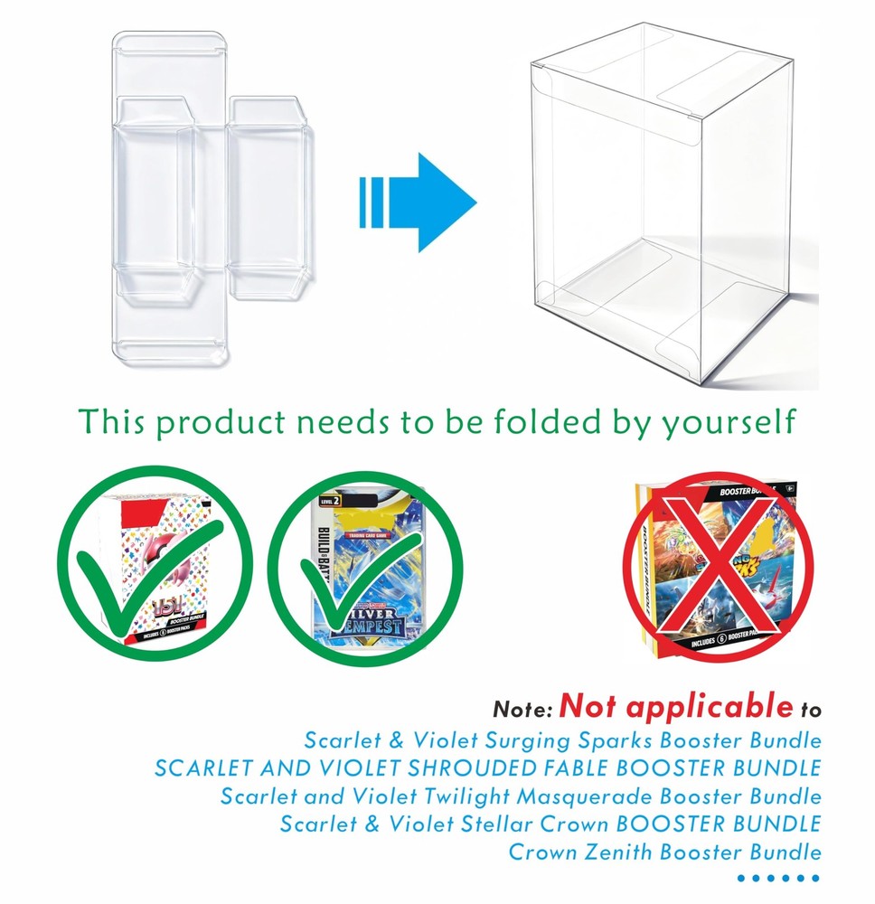 10PCS Plastic Protector Case For Booster Bundle/Build & Battle Foldable Clear...